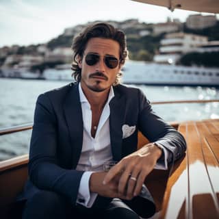 Create for me a 30 year old Frenchman who looks bourgeois the photo must be taken in the south of France in Cannes or