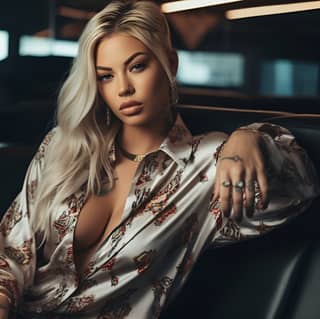 perfect blonde shapely instagram selfie lowrider model masterfully used contrasts and highlights jjj shaped wide blouse