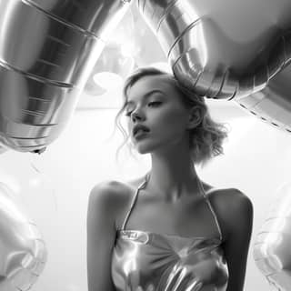 heartcore fashion editorial milo moiré inspired by jeff koons ar 3:4 taken with leica monochrome 35mm 1 8