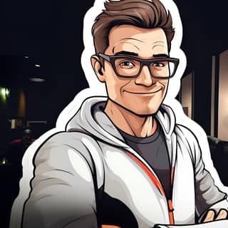 man, a cartoon man with glasses and a hoodie