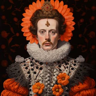 the great king of england in the style of queer academia exquisite craftsmanship folk/naïve: cranberrycore distinctive noses