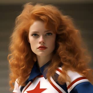 A 1987 Texas Junior High School Ginger Cheerleader Teenage Girl Red-White-Blue