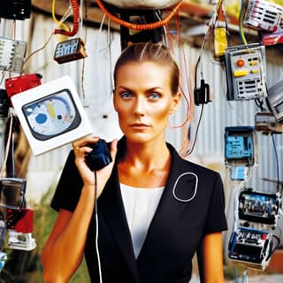 Tech genius female model by Arthur Tress follow the rule of thirds resolution photography maximum detail Canon EOS 5D Mark