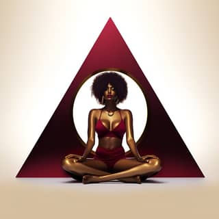 Crear un logotipo simple y futurista para un templo de espiritualidad yoga de mujeres, utilizando colores granate profundos y un realista metalizado dorado, con una apariencia llamativa. El diseño debería simbolizar la feminidad, la salud holística, el poder, la gracia y la conexión con el amor propio y la elevación.