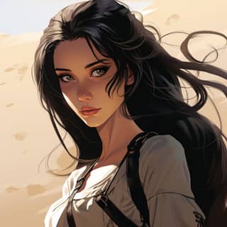 **Aya Arabic girl longue black ponytail in the French comics les sister design - seed 3713917838