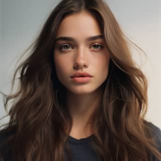 girl with brown hair long brown hairs in the style of moshe safdie exaggerated facial features snapshot aesthetic focus on