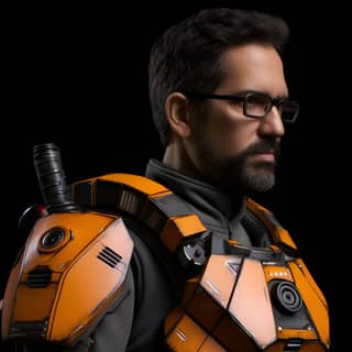 gordon freeman from half-life with the hev suit photography 300mm lens