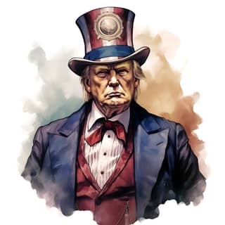 ready to print red white and blue Steampunk President Donald Trump