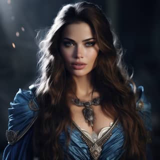 woman in a blue dress