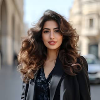 Uzun saçlı kadın, şehirde Azerbaycan.