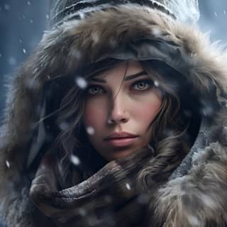 Frostpunk Survivor(Unreal Engine desaturated colors with muted tones frostpunk woman survivor wearing steampunk style