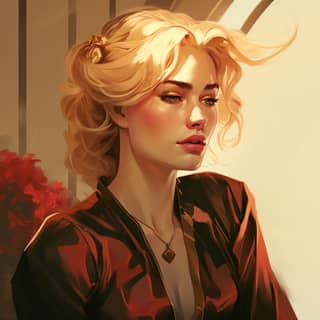 cersei lennister by otto schmidt, a blonde woman with red roses