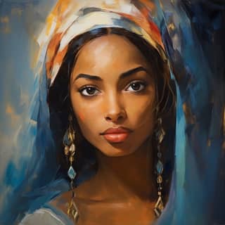 Paint in a mix of Renoir Da Vinci and Picasso's styles to illustrate this( but this time Marie has darker skin and darker