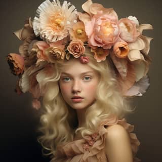 Femme blonde avec une couronne de fleurs.