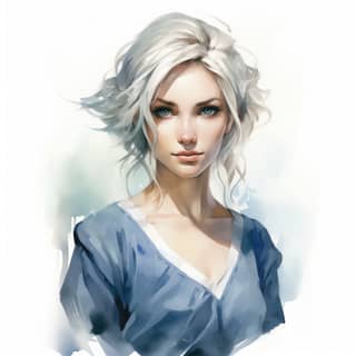 refined pale elven woman elf 35-years-old long ears pointy-ears with a short asymmetrical bob straight and short hair