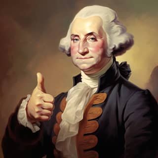 george washington smiling giving a thumbs up, george washington, president of the united states, giving the thumbs up