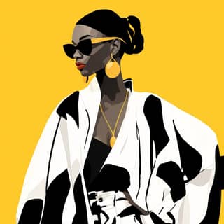 Henri Matisse style fashion illustration black influencer woman high fashion hand drawn graphic sketchy