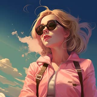 ilgd girl smoking weed illustration #17_5 of 26 in the style of realistic genre scenes pink and amber detailed skies comic