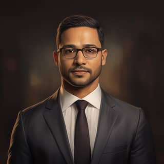 Create a powerful visual realistic illustration representation of a 35-year-old Bangladeshi man who is the CEO of a company