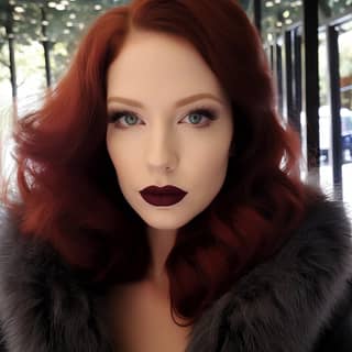 https://s mj run/4n17E8Ol28Y woman winter fur beautiful Una señorita burlesque vintage con cabello color rojo cereza con