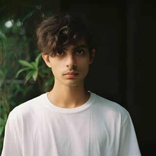 https://s mj run/KSa25bfafmE back portrait with short hair white T-shirt kodak portra 800