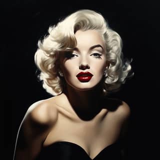 Marilyn Monroe dalam gaya lukisan minyak di atas latar belakang hitam.