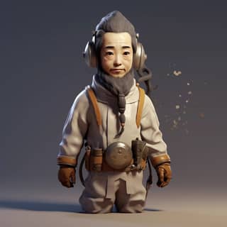 Un personnage en combinaison spatiale avec un casque, représentant le personnage de la marque Hanlong Yisen avec une préférence pour la culture Han.