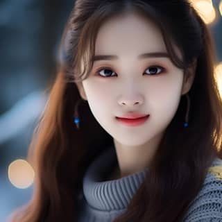 https://s mj run/dUbDxfYTbdY chinese girl wearing an off-the-shoulder knitted sweater a pretty face exquisite facial