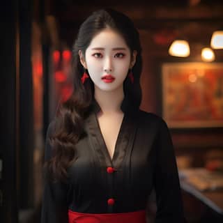 https://s mj run/19njD6o4yCA (Full body view) 20-year-old Chinese girl looks like Chinese actress Liu Yifei big round eyes