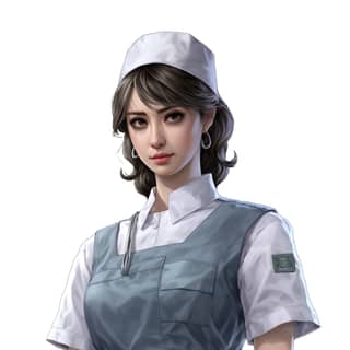 junji ito game assets nurse, an illustration of a nurse in a uniform