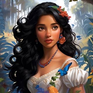 Disney princess from El Salvador storybook realism, disney princesses by julie mccormick