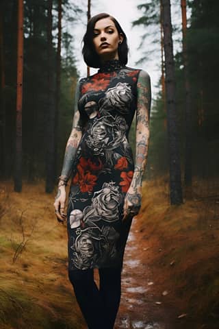 Mädchen Erstaunen mit Tattoo ANNE HATHAWAY Schlank in Estland Mode Editorial Vogue