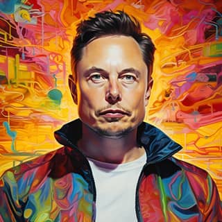 elon musk mysterious colorful ultrarealistic hyperdetailed, elon musk, the man who made a billion dollars