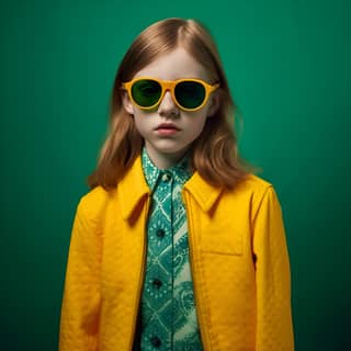 full frame 9 years old girl summer 2023 campaign fashion photography staged photography in the style of bold and graphic pop