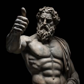 A greek god statue with an awesome physique moving his finger to say 'No' to you
