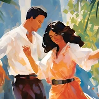 https://s mj run/5WptsHMWN0E two darkhaired people dancing outside, two people dancing in the garden