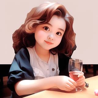 https://s mj run/XpdYc0PQo8M digital drawing cartoon little cute girl drinking wine