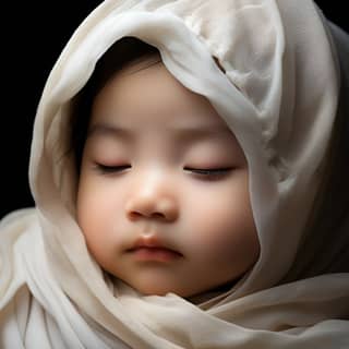 https://s mj run/lvKuksqCD8I A newborn Chinese baby eyes closed white skin high nose bridge white swaddling clothes the