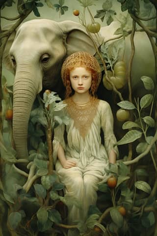 jungle in the style of whimsical storytelling george underwood pam hawkes phoebe anna traquair balance elflike wonder