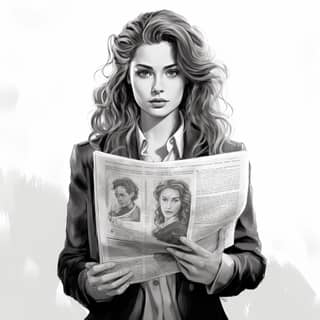 in a suit holding a newspaper
