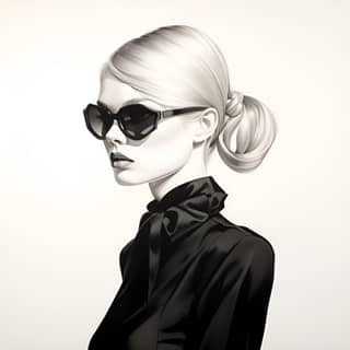 Moda boceto de la mujer joven rubia de Karl Lagerfeld.