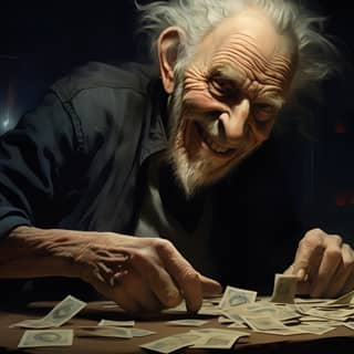 https://s mj run/P7n2ZJCIyzE An old man was laughing loudly at a poker table with a big mouth