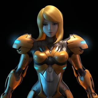 Samus Aran blonde female arms horizontal T-pose unity blender asset black background 2