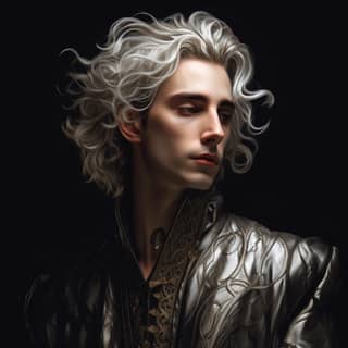 Timothee Chalamet as an evil King with silver hair in the style of artgerm medieval atmosphere hyperrealistic portrait