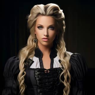 blonde woman in a black dress