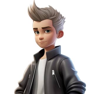 Un garçon de 13 ans avec un look de personnage de style Pixar et une tenue de dresseur de Pokémon.