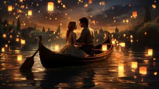 Step into the magical world of 'Wrapped ' where romance takes center stage in a scene reminiscent of a Disney masterpiece On