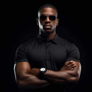 serious stylish black human being with arms crossed highest quality you can get