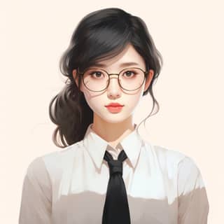 Chinese office lady 20 years old lofi white background 2