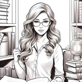 coloring page for adults women simple line art clean lines simple outline very simple design black and white no colors no